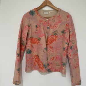 Pink floral button down sweater from anthropology. Good condition